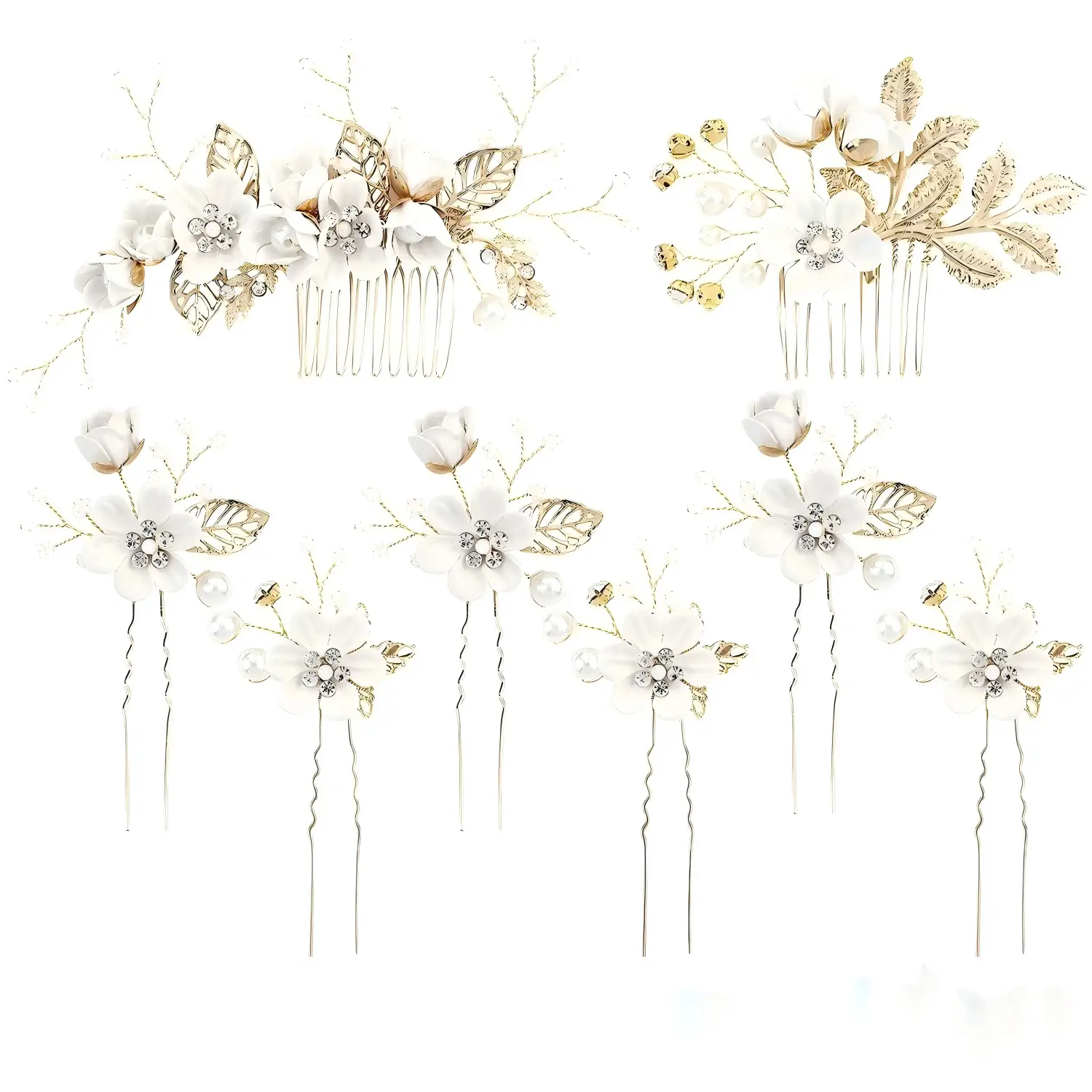 Cross-border Golden Leaf Hair Comb Headdress for Bridal Suit