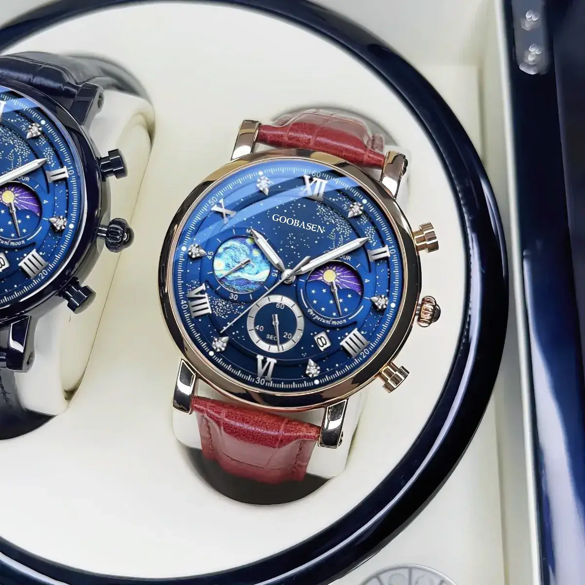 Men's Multifunctional Chronograph Watch Blue Stainless Steel - Image 12