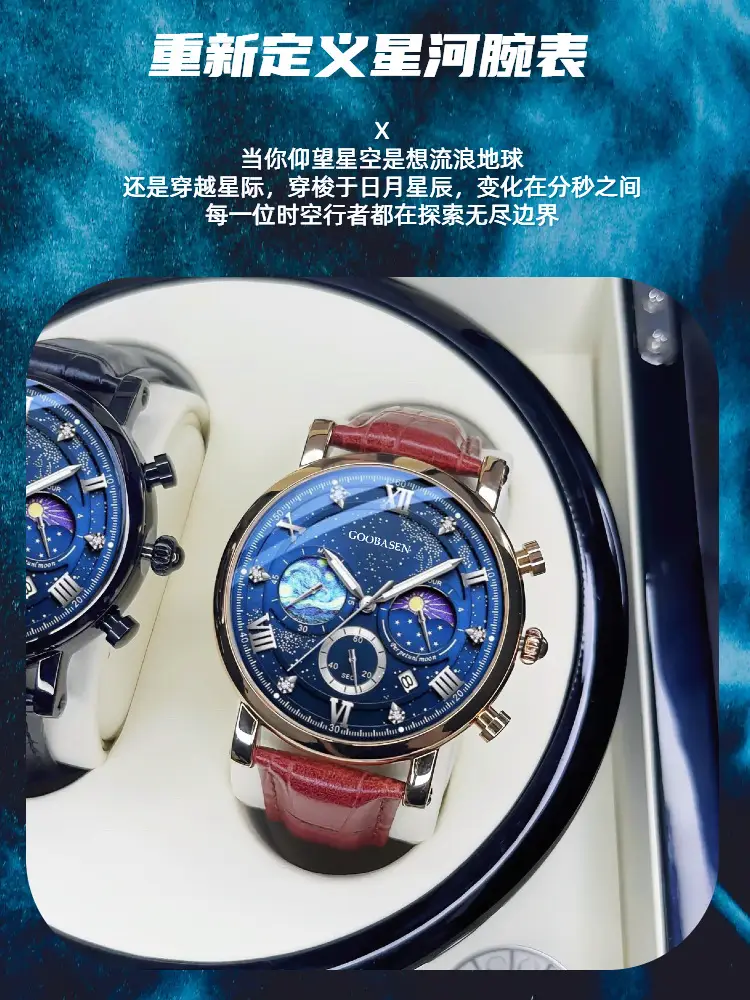 Men's Multifunctional Chronograph Watch Blue Stainless Steel — feature 9