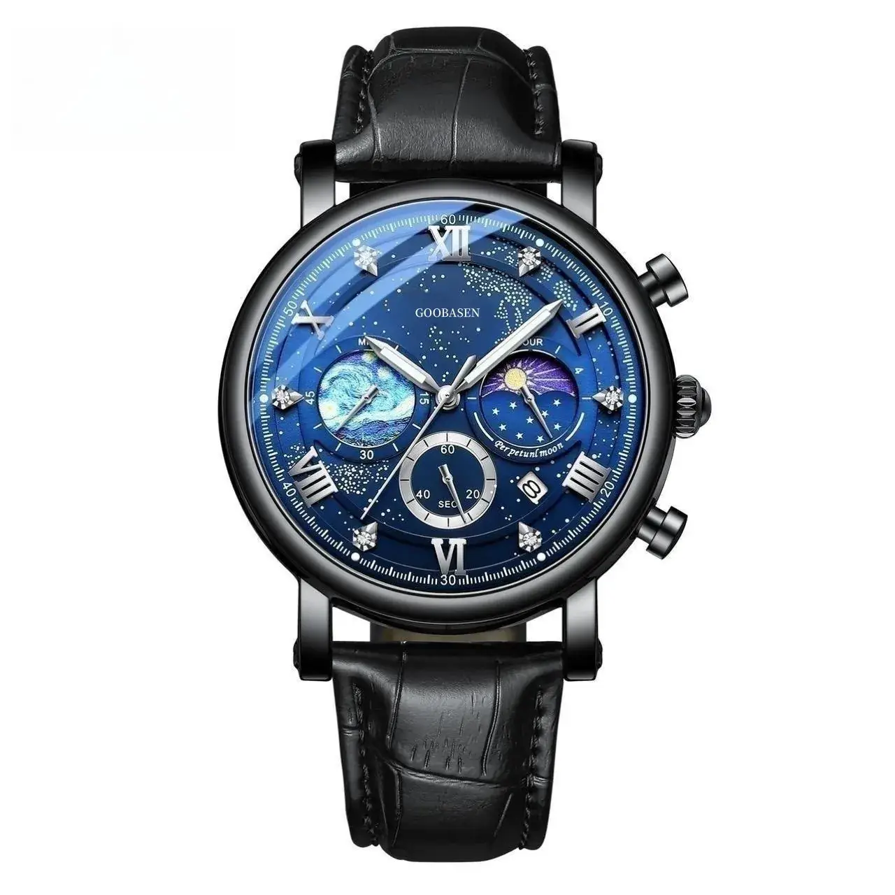 Men's Multifunctional Chronograph Watch Blue Stainless Steel - Image 3
