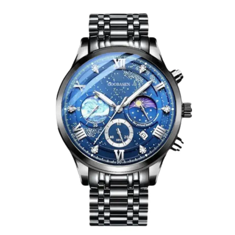 Men's Multifunctional Chronograph Watch Blue Stainless Steel - Image 6