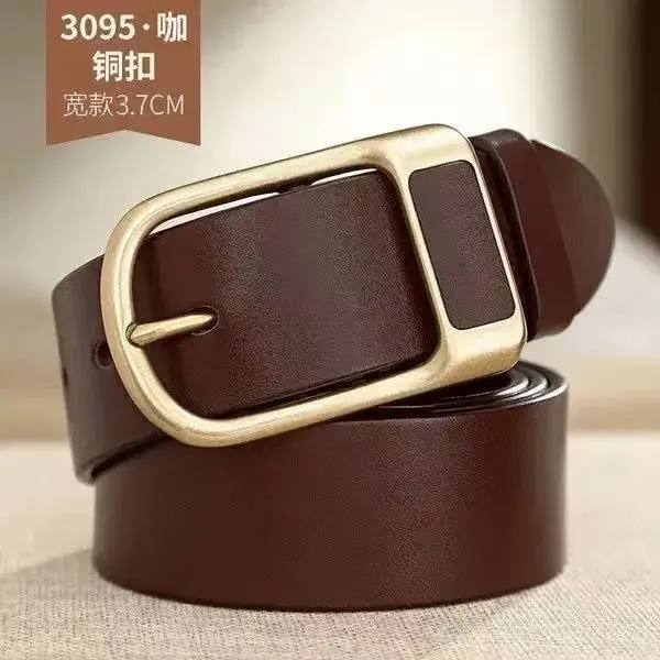 Men's Black Leather Belt with Gold Buckle - Image 7