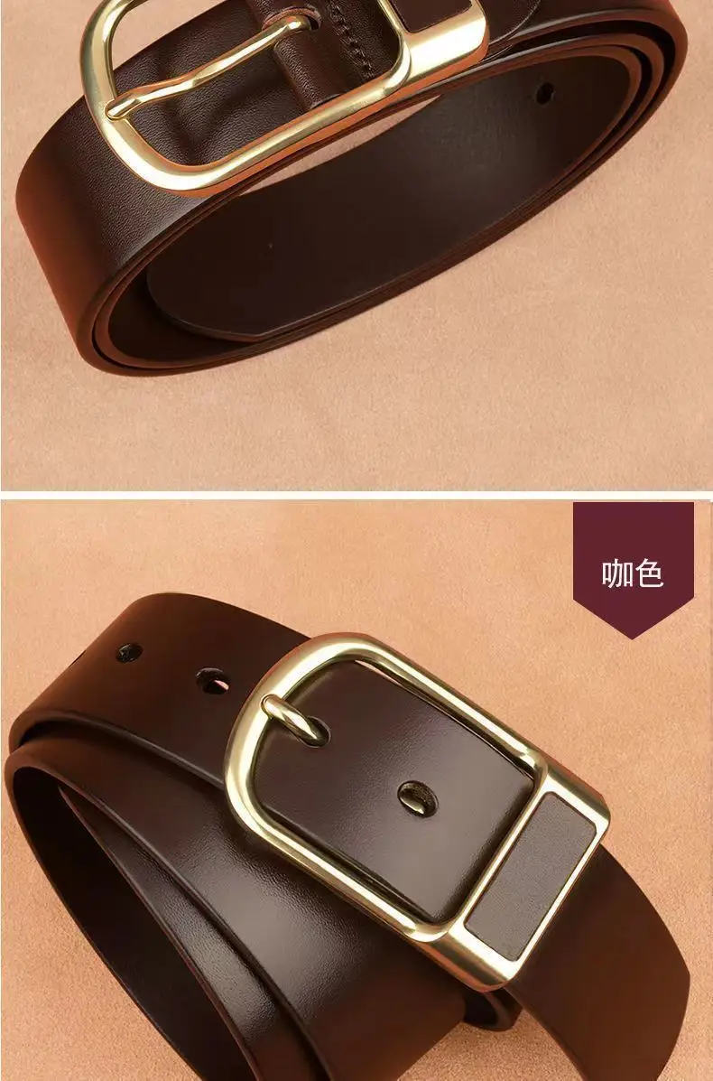 Men's Black Leather Belt with Gold Buckle — feature 11