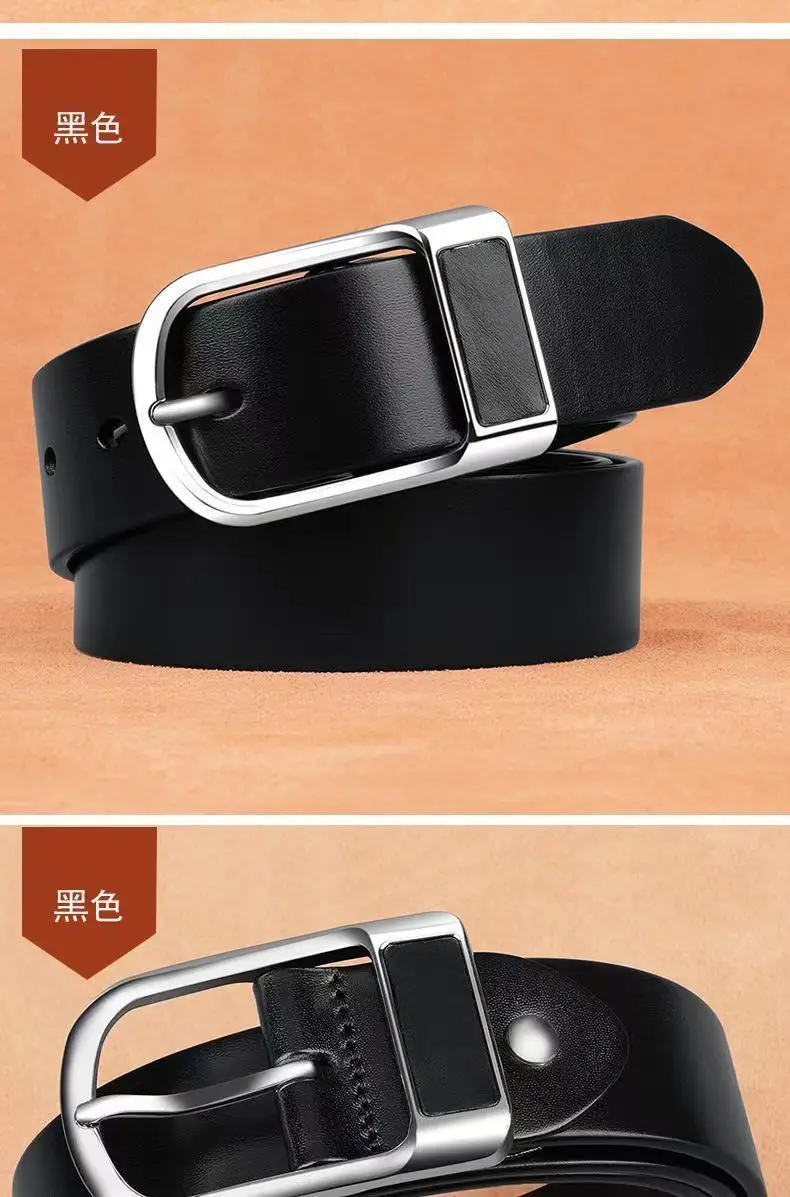 Men's Black Leather Belt with Gold Buckle — feature 12