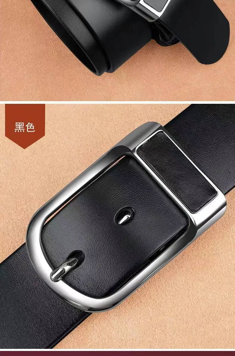 Men's Black Leather Belt with Gold Buckle — feature 15
