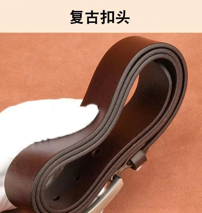 Men's Black Leather Belt with Gold Buckle — feature 17