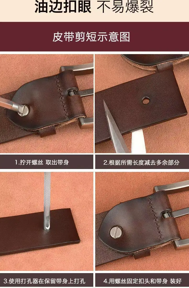 Men's Black Leather Belt with Gold Buckle — feature 19