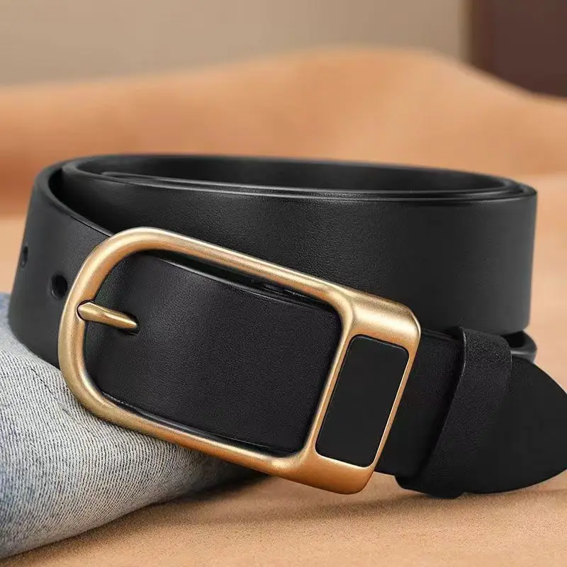 3.3 wide leather gold buckle black