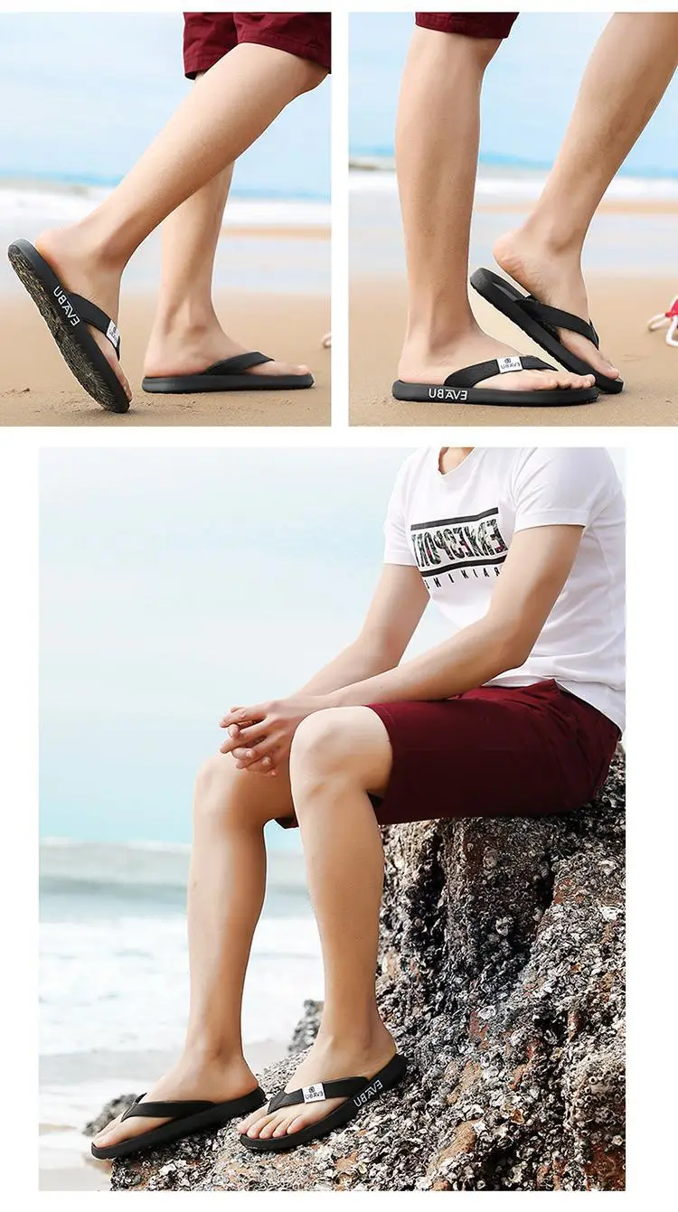 Fujian factory summer new flip flops wholesale men's non-slip soft bottom beach shoes EVA flip-flops ins fashion — feature 8