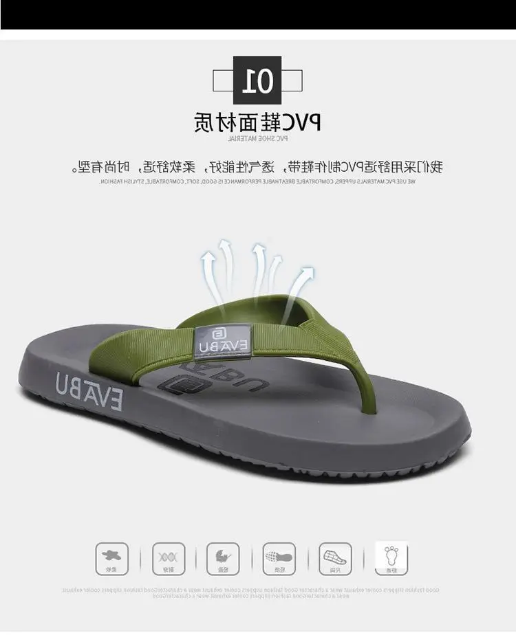 Fujian factory summer new flip flops wholesale men's non-slip soft bottom beach shoes EVA flip-flops ins fashion — feature 2