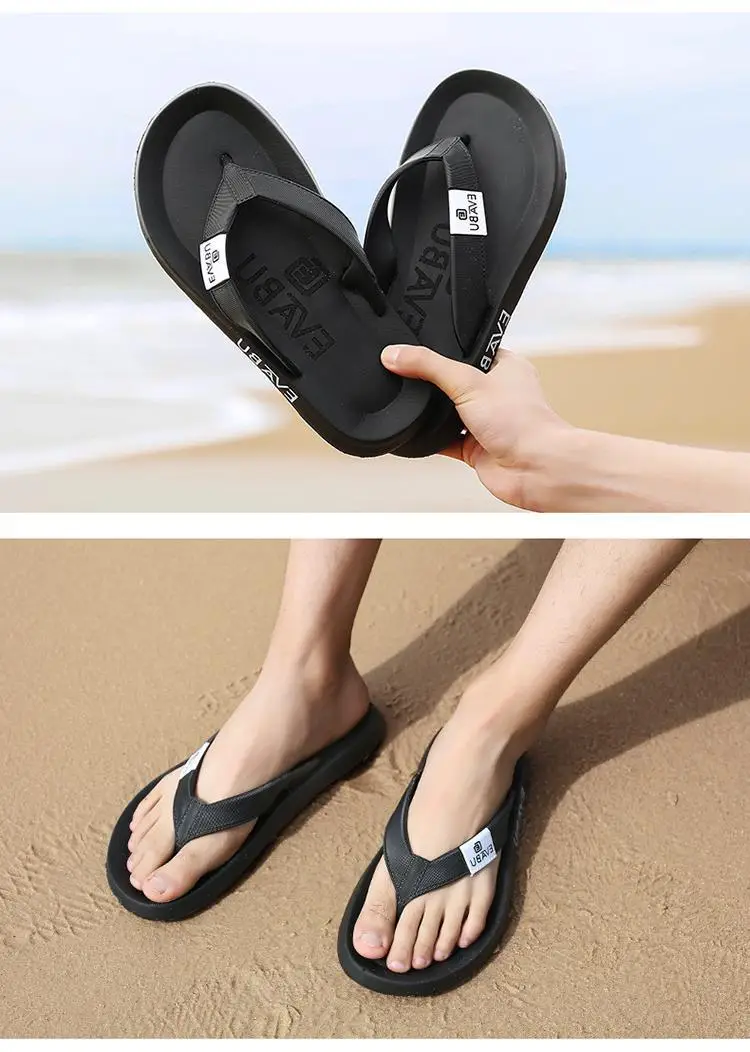 Fujian factory summer new flip flops wholesale men's non-slip soft bottom beach shoes EVA flip-flops ins fashion — feature 7