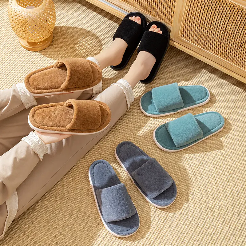 Cotton slippers autumn and winter plush office slippers indoor home warm mute wholesale one-piece delivery