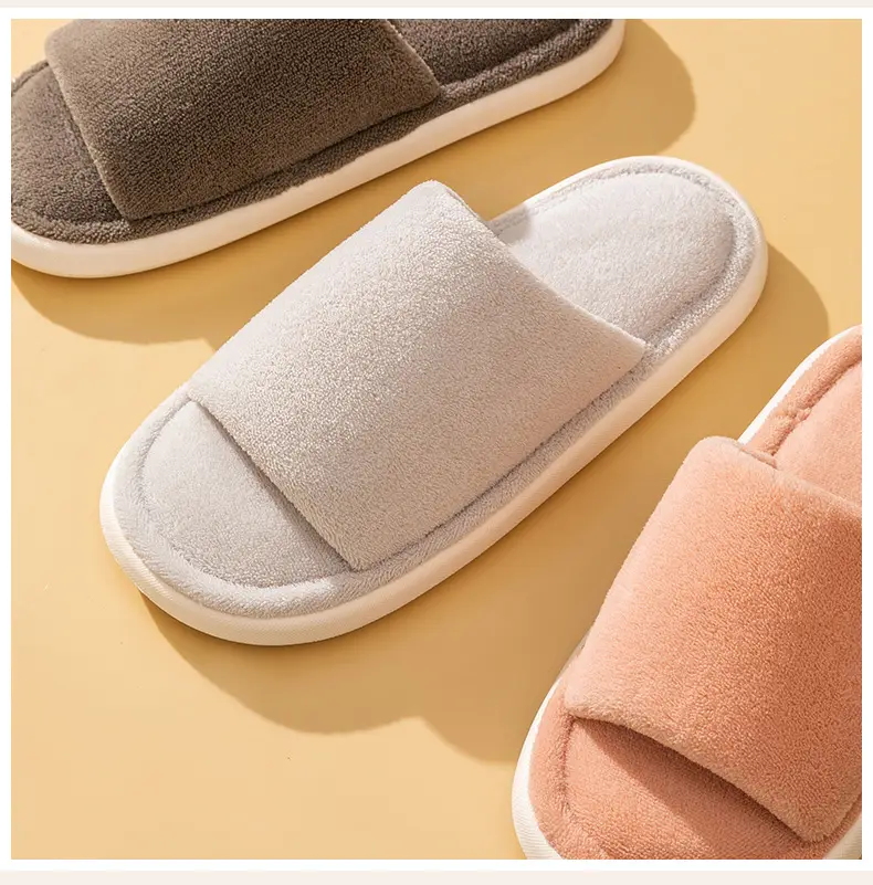 Cotton slippers autumn and winter plush office slippers indoor home warm mute wholesale one-piece delivery — feature 14