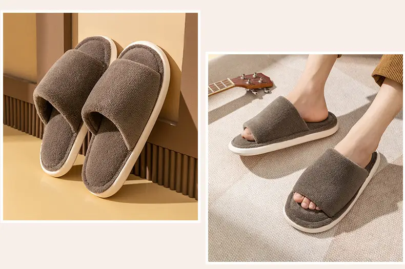 Cotton slippers autumn and winter plush office slippers indoor home warm mute wholesale one-piece delivery — feature 15
