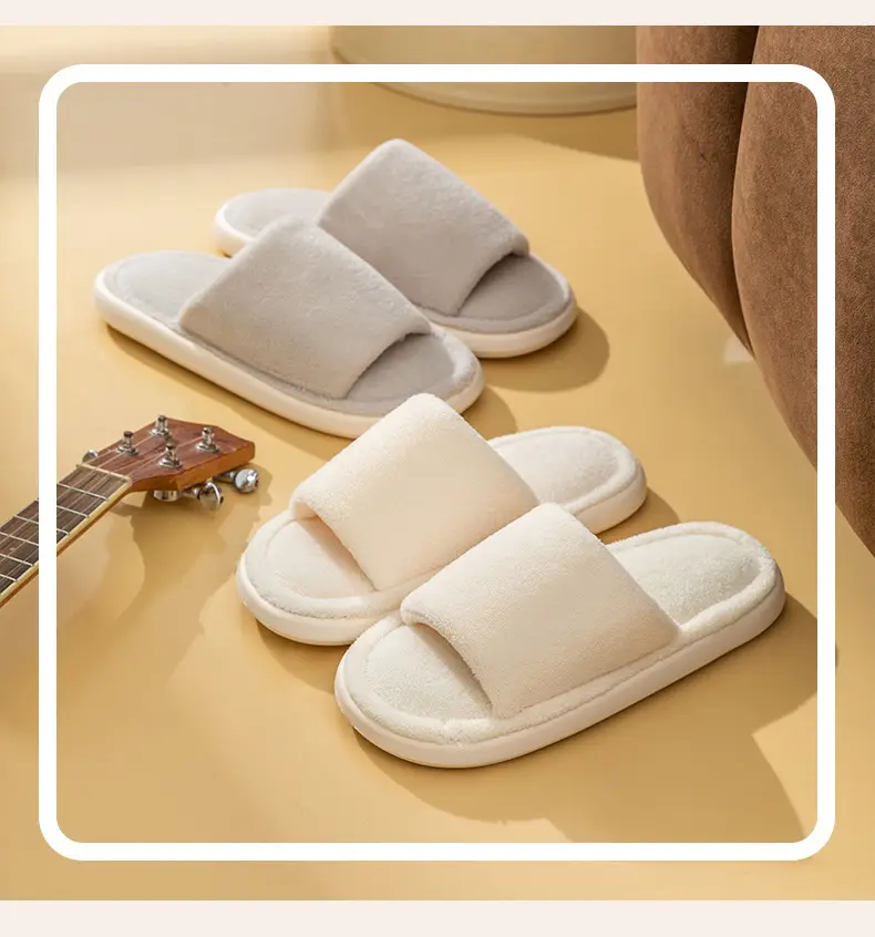 Cotton slippers autumn and winter plush office slippers indoor home warm mute wholesale one-piece delivery — feature 16