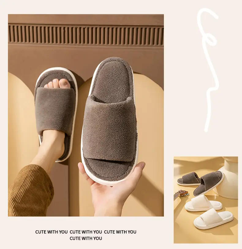 Cotton slippers autumn and winter plush office slippers indoor home warm mute wholesale one-piece delivery — feature 17