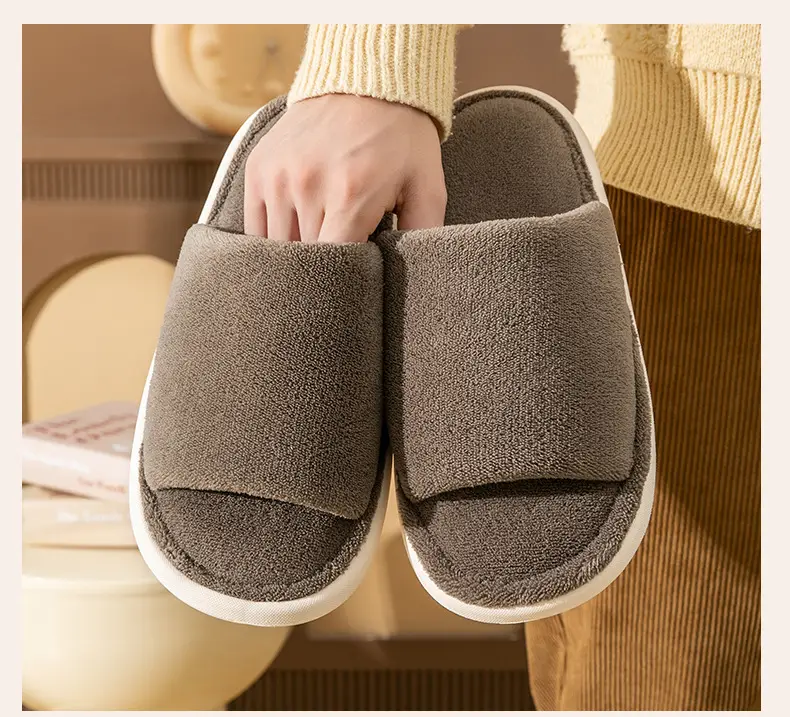 Cotton slippers autumn and winter plush office slippers indoor home warm mute wholesale one-piece delivery — feature 18