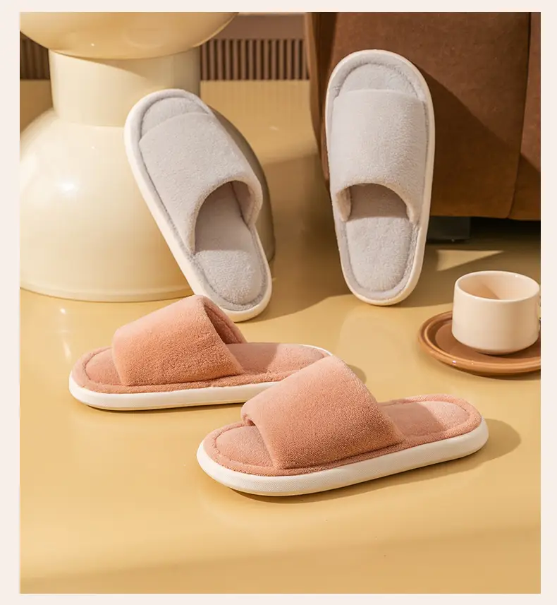 Cotton slippers autumn and winter plush office slippers indoor home warm mute wholesale one-piece delivery — feature 19