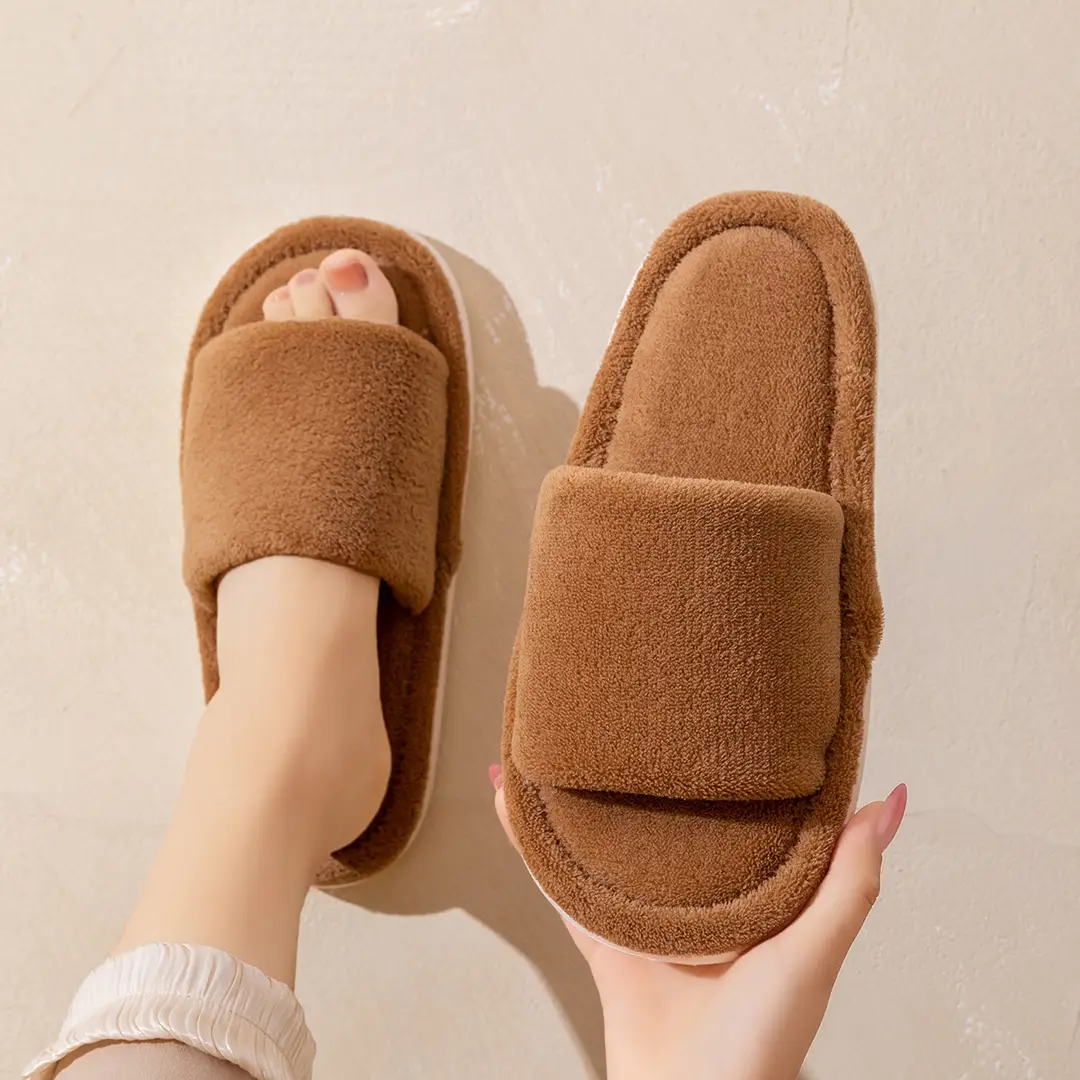 Cotton slippers autumn and winter plush office slippers indoor home warm mute wholesale one-piece delivery — feature 22