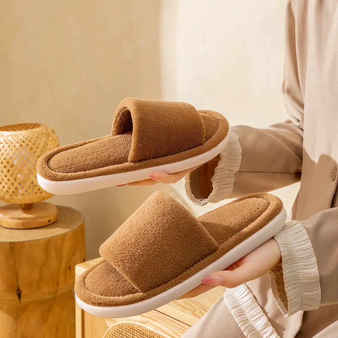Cotton slippers autumn and winter plush office slippers indoor home warm mute wholesale one-piece delivery — feature 23