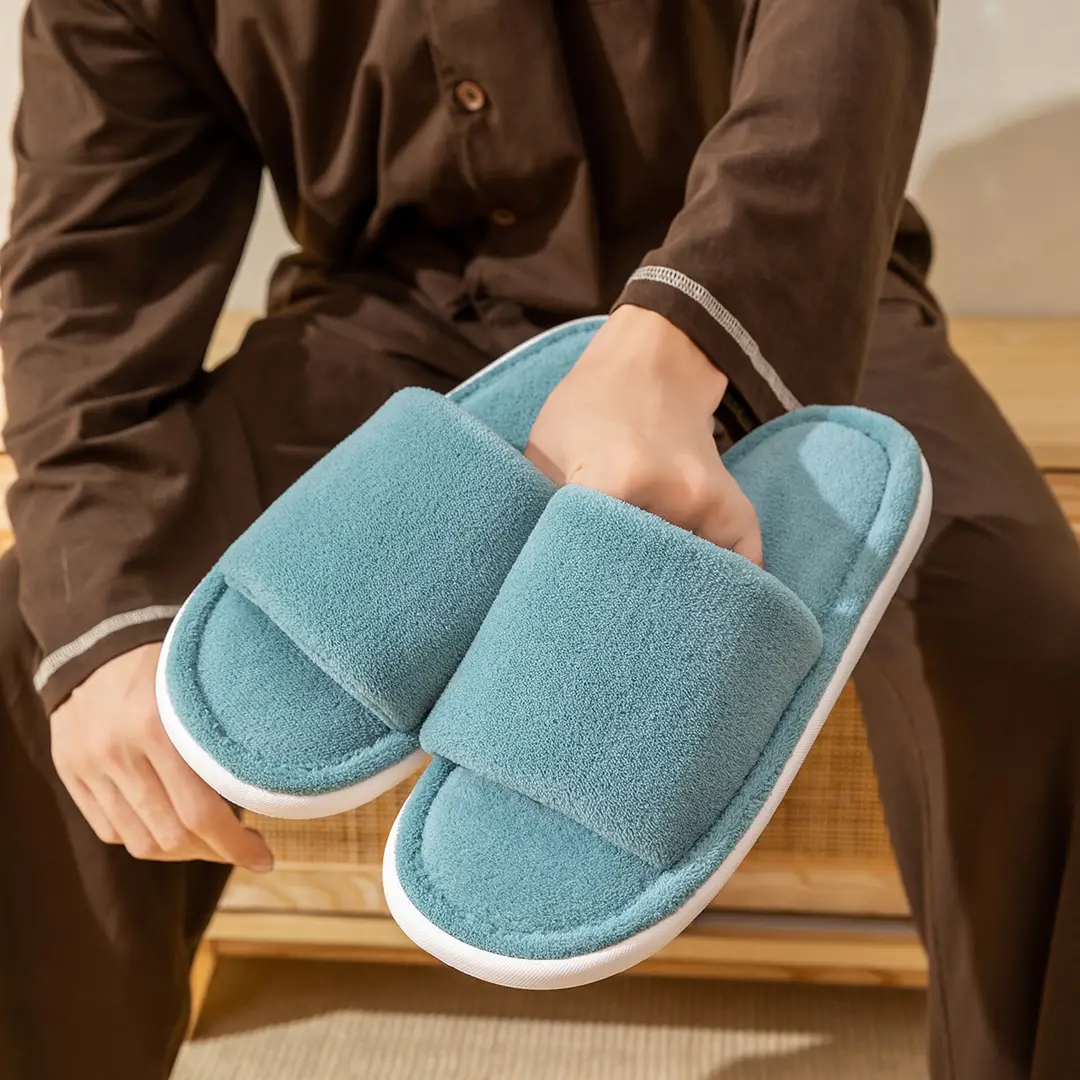 Cotton slippers autumn and winter plush office slippers indoor home warm mute wholesale one-piece delivery — feature 27