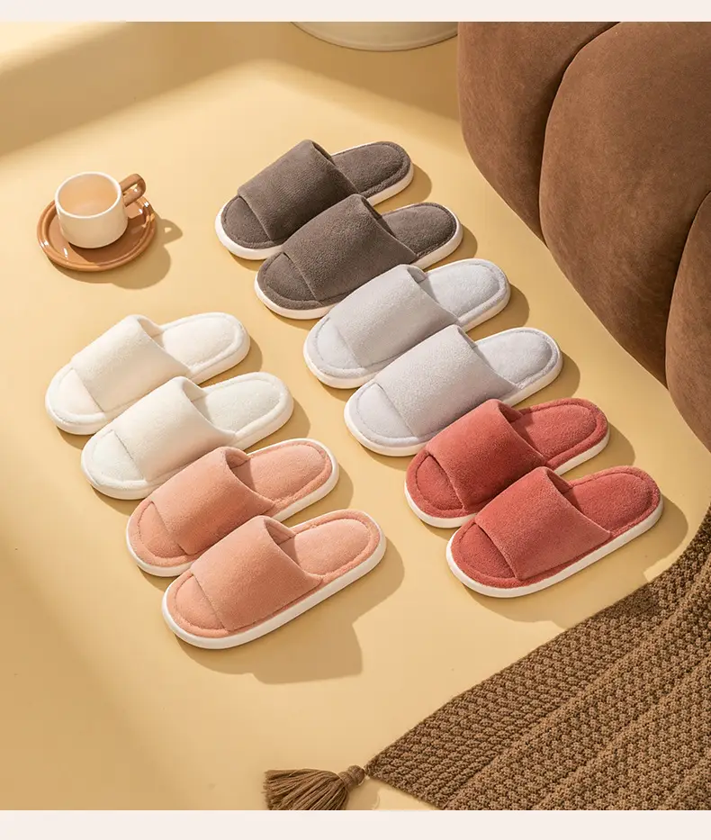 Cotton slippers autumn and winter plush office slippers indoor home warm mute wholesale one-piece delivery — feature 5