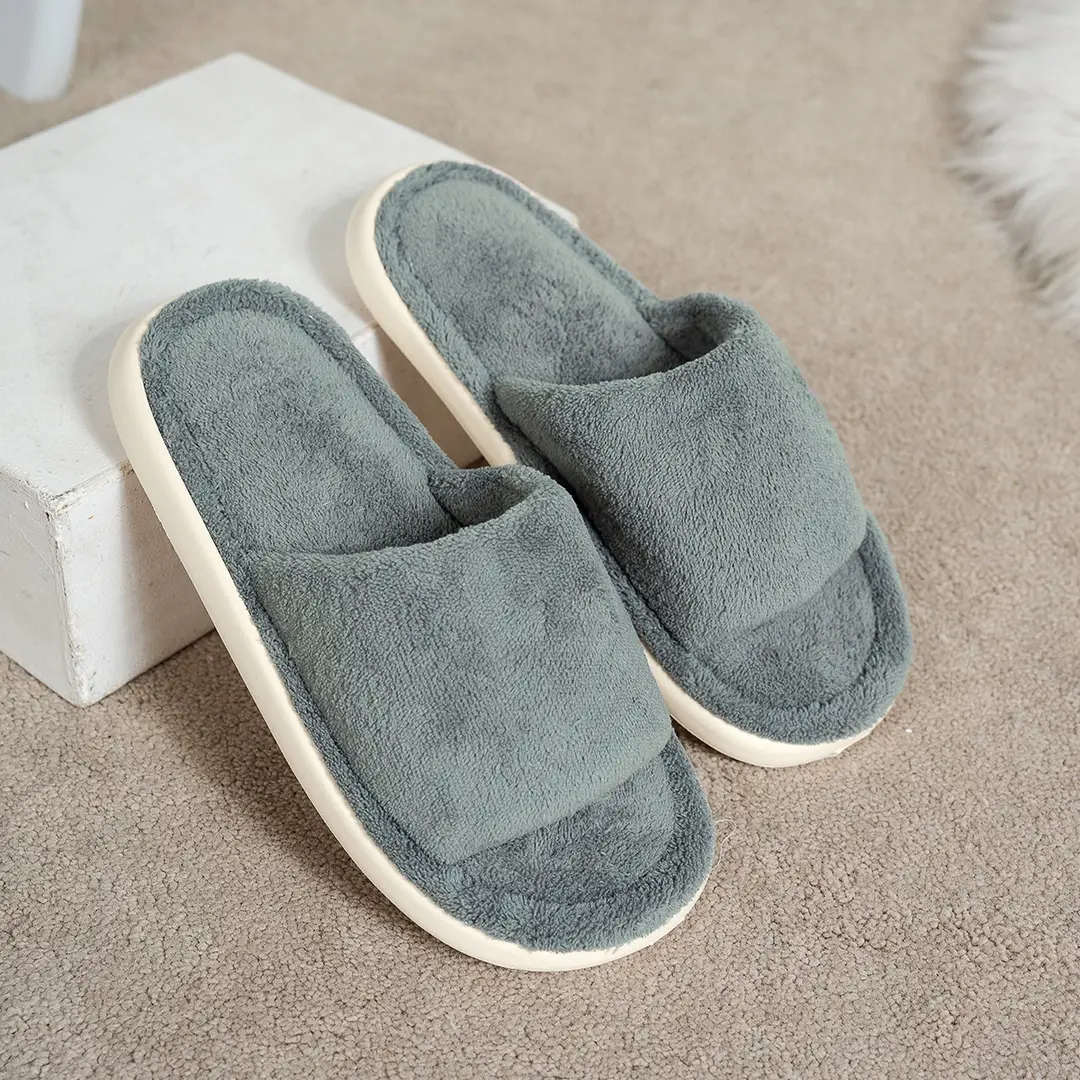 Cotton slippers autumn and winter plush office slippers indoor home warm mute wholesale one-piece delivery