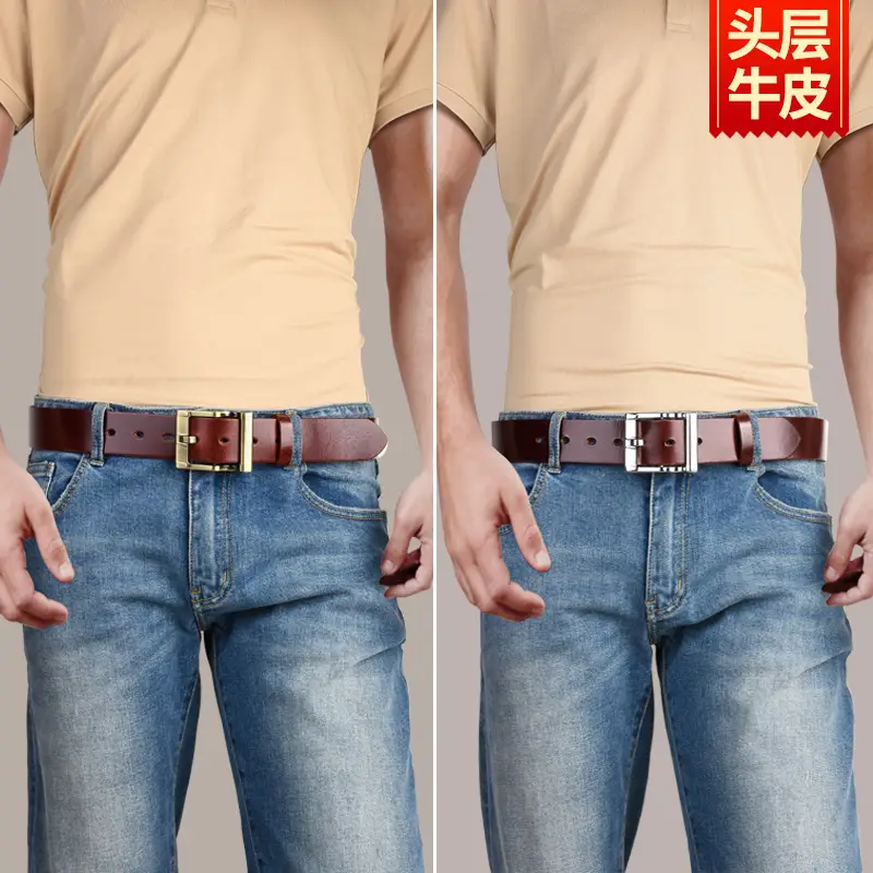Pure Cowhide Pin Buckle Belt for Men - Image 14