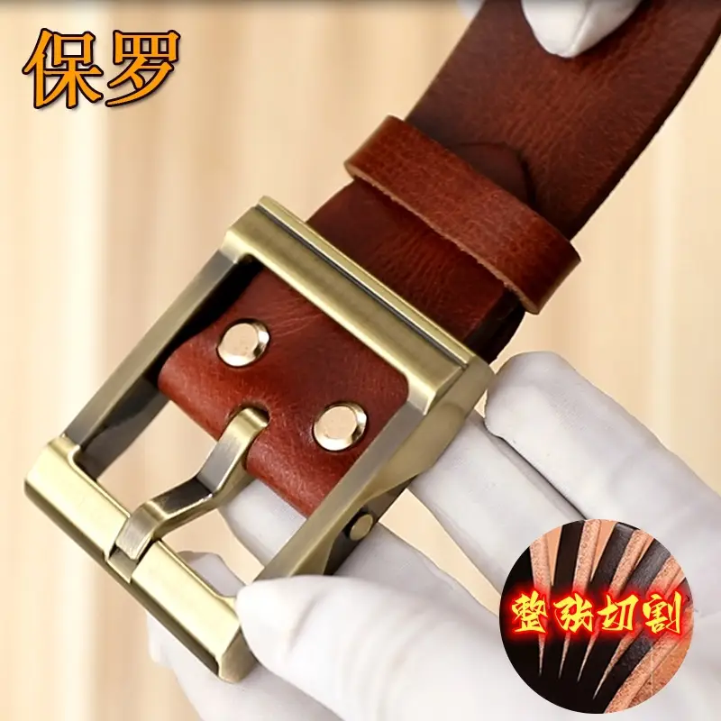 Pure Cowhide Pin Buckle Belt for Men - Image 15