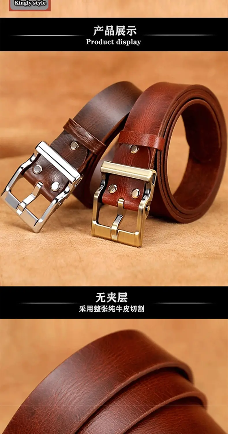 Pure Cowhide Pin Buckle Belt for Men — feature 3