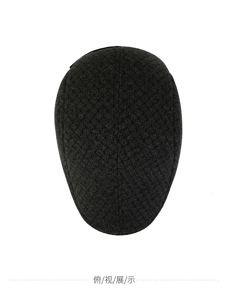 Men's Grey Wool Peaked Hat Winter Ear Protection — feature 10