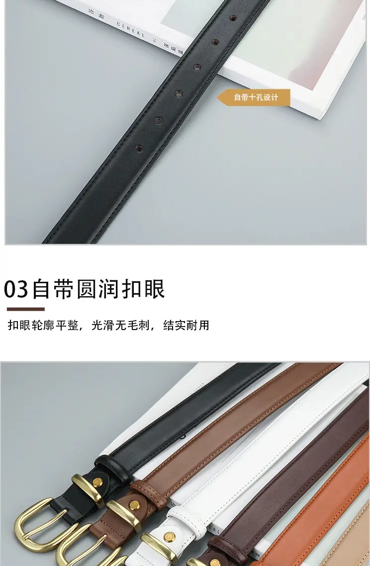 Women's Leather Belt Black Brown Gold Buckle Korean Style β feature 10