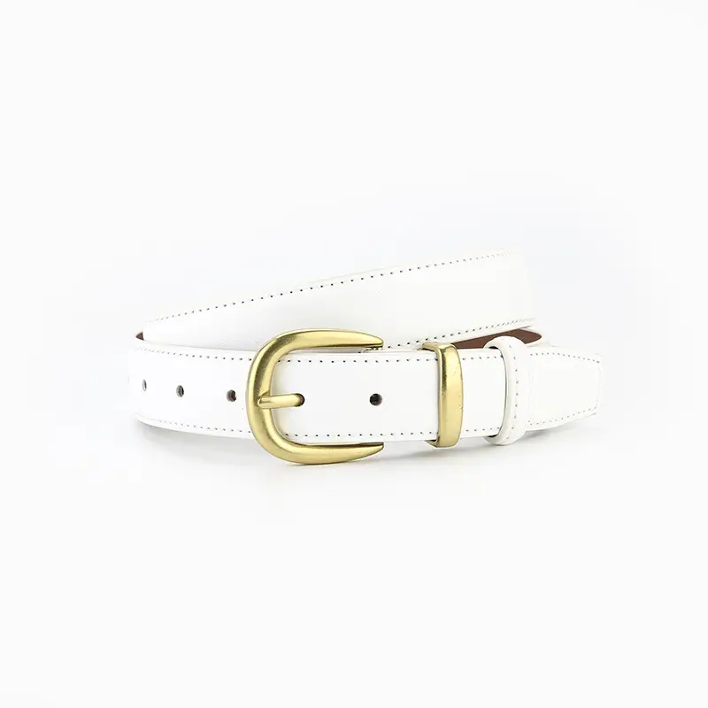 Women's Leather Belt Black Brown Gold Buckle Korean Style - Image 3