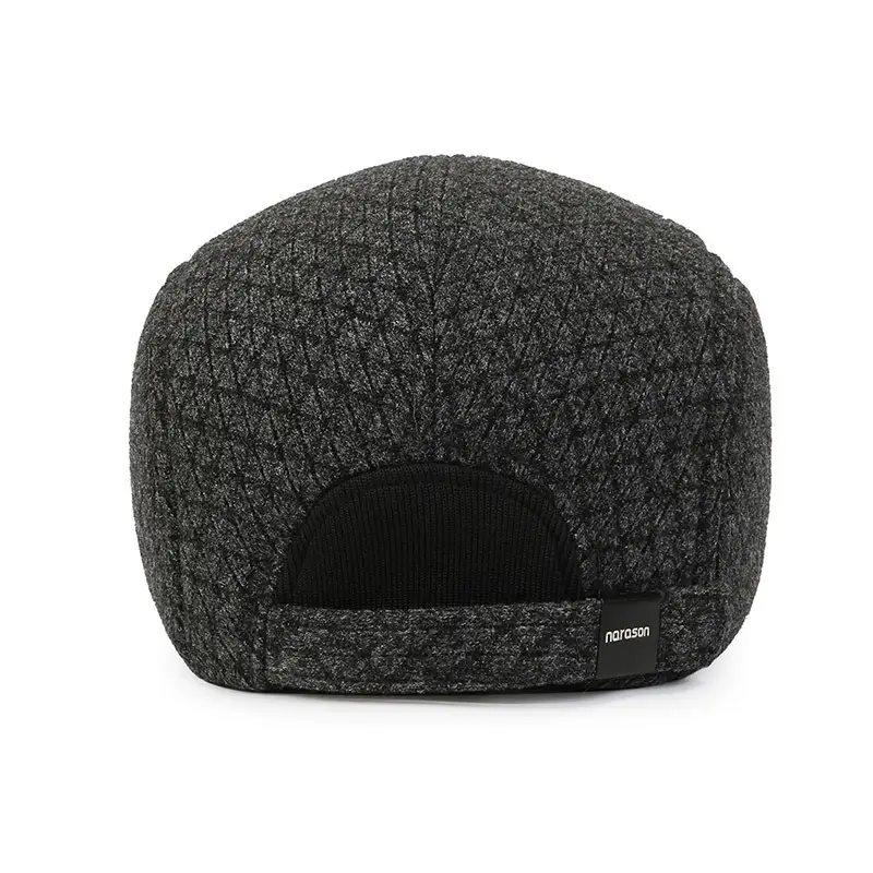 Men's Grey Knitted Peak Cap Winter Ear Protection