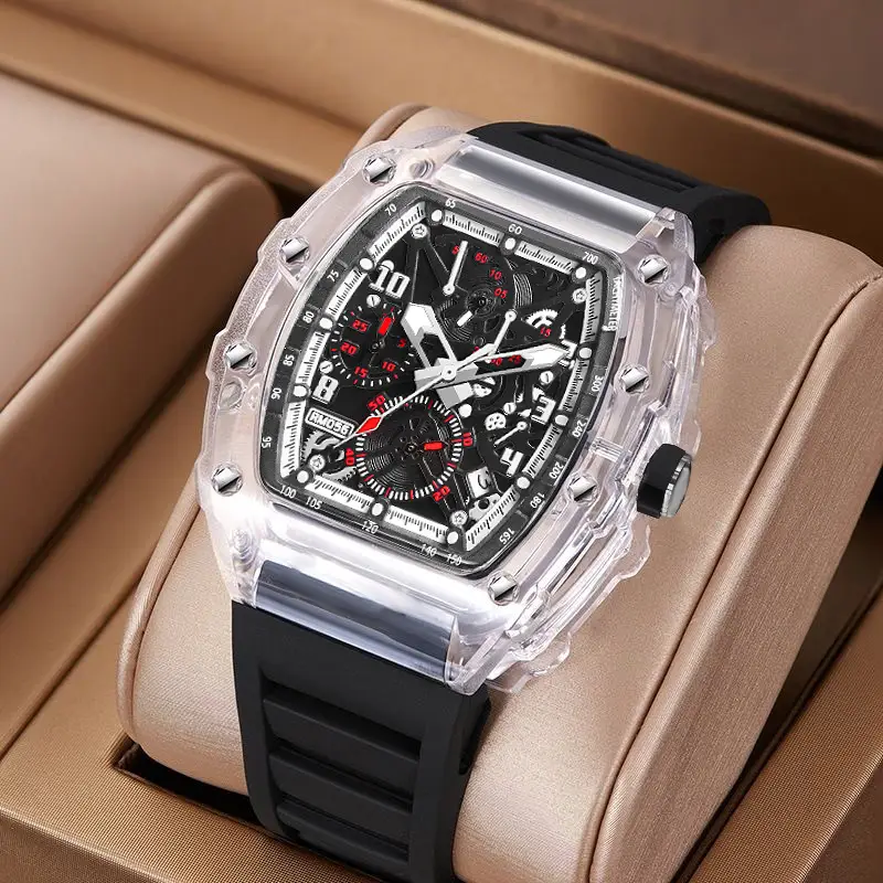 ZIDO Brand Casual Fashion Sports Automatic Quartz Hollow Luminous Waterproof Barrel 1702 Men's Watch