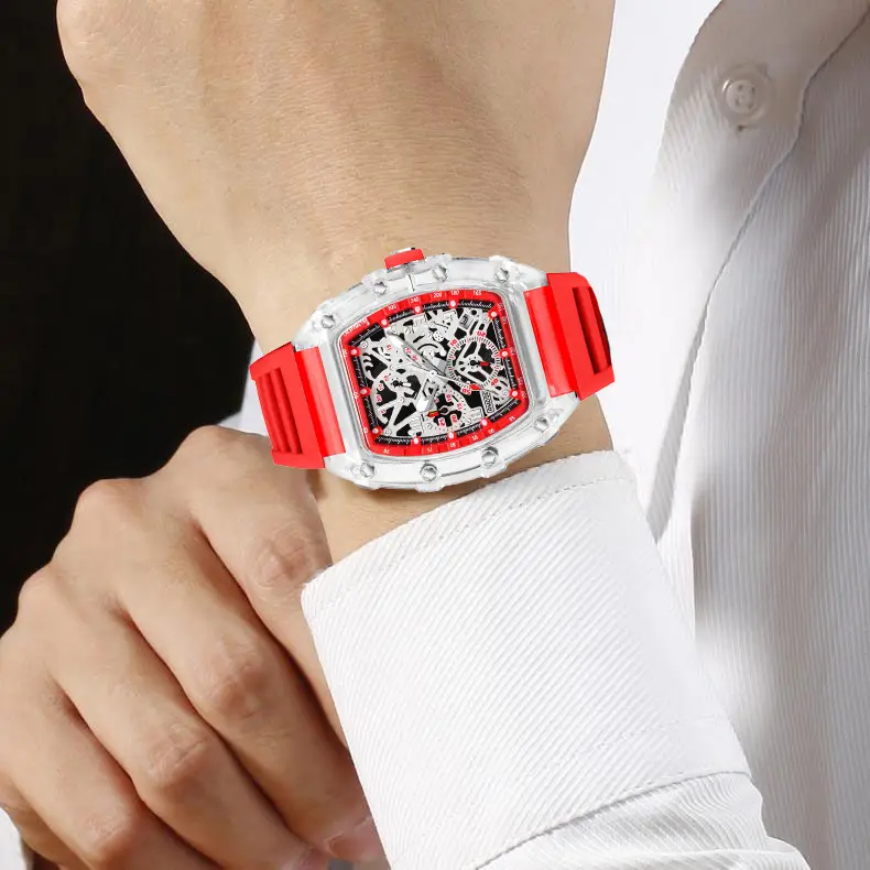 ZIDO Brand Casual Fashion Sports Automatic Quartz Hollow Luminous Waterproof Barrel 1702 Men's Watch