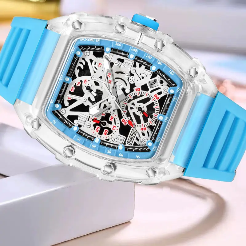 ZIDO Brand Casual Fashion Sports Automatic Quartz Hollow Luminous Waterproof Barrel 1702 Men's Watch