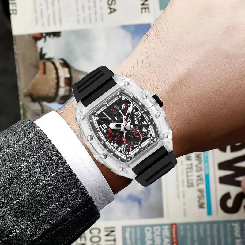 ZIDO Brand Casual Fashion Sports Automatic Quartz Hollow Luminous Waterproof Barrel 1702 Men's Watch — feature 6
