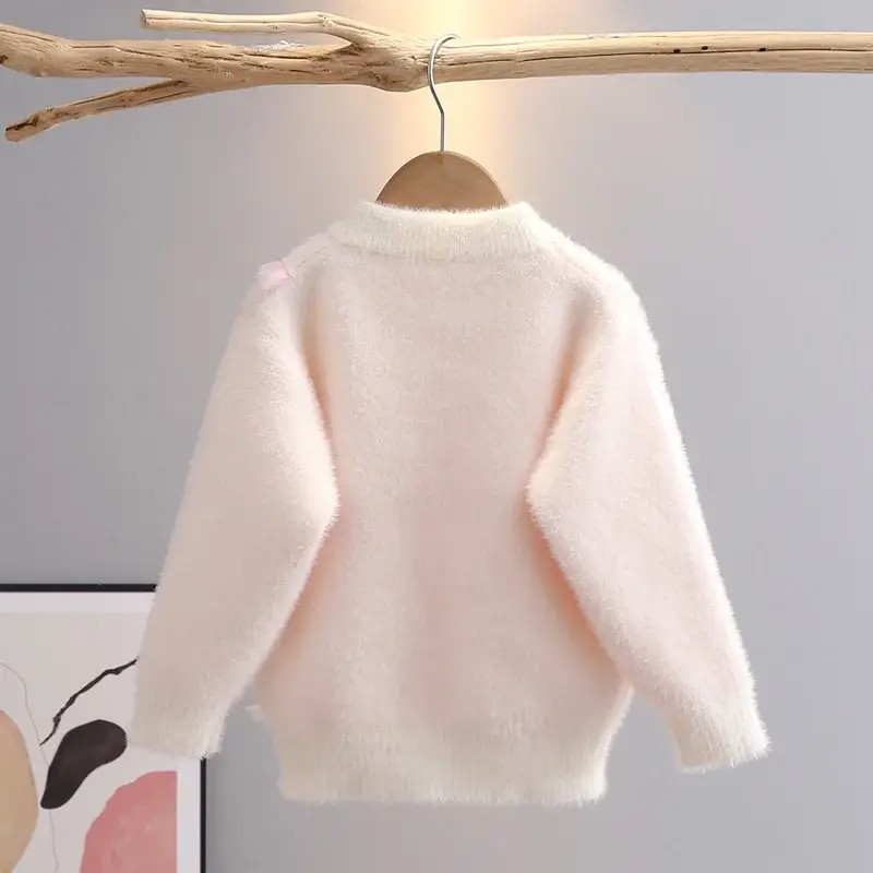 Girls Pink Heart Knitted Sweater for Girls 3-6 — feature 2