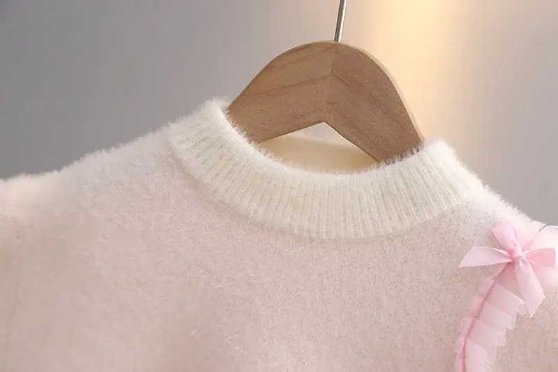 Girls Pink Heart Knitted Sweater for Girls 3-6 — feature 3