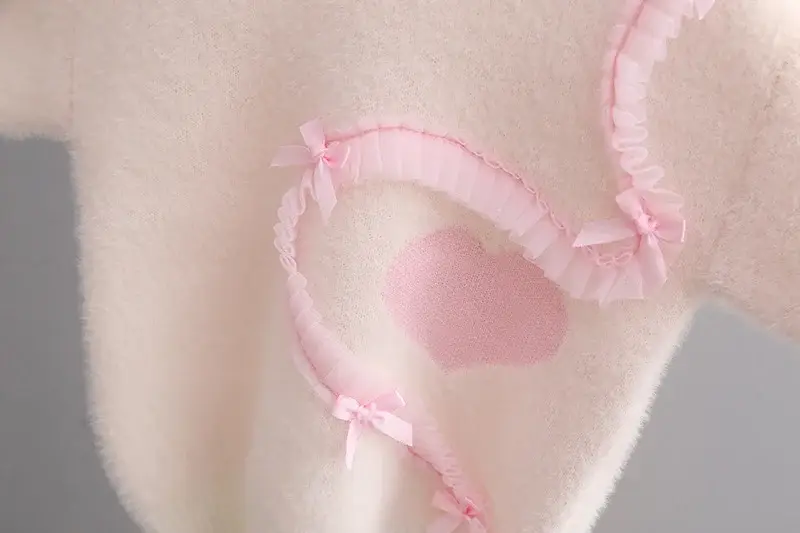 Girls Pink Heart Knitted Sweater for Girls 3-6 — feature 5
