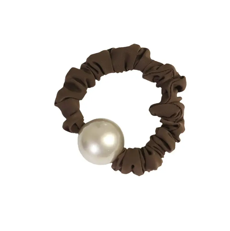 Autumn 2024 Black Silk Hair Ring with Pearl - Image 7