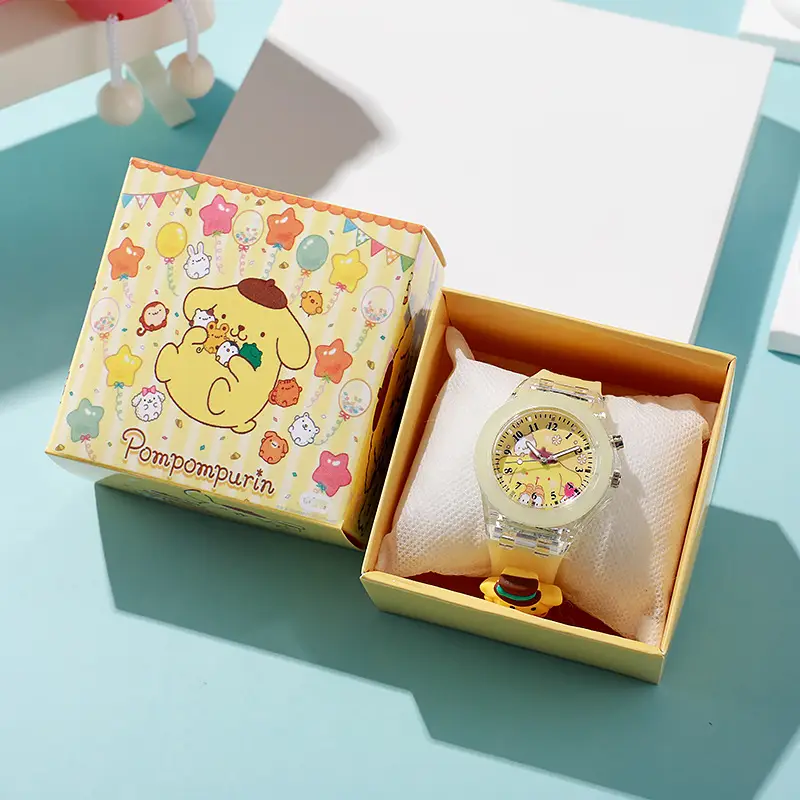 Sanrio Cartoon Watch Primary School Children's Watch Manufacturer Wholesale Luminous Silicone Doll Watch Boxed Cross-Border