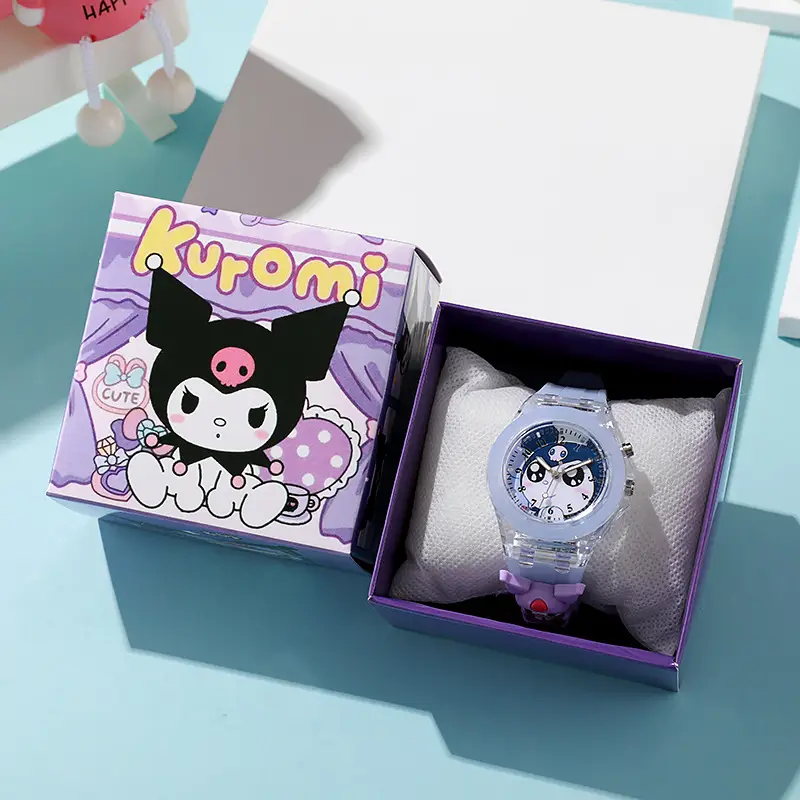 Sanrio Cartoon Watch Primary School Children's Watch Manufacturer Wholesale Luminous Silicone Doll Watch Boxed Cross-Border