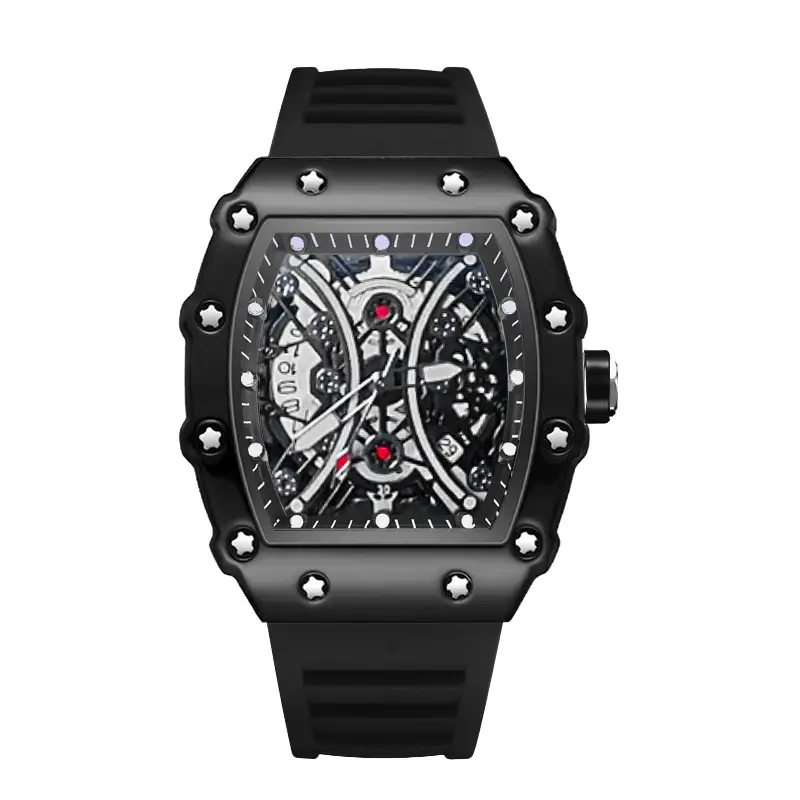 ZIDO Brand Casual Fashion Trend Automatic Quartz Hollow Luminous Waterproof Barrel-Shaped Men's Watch 1704