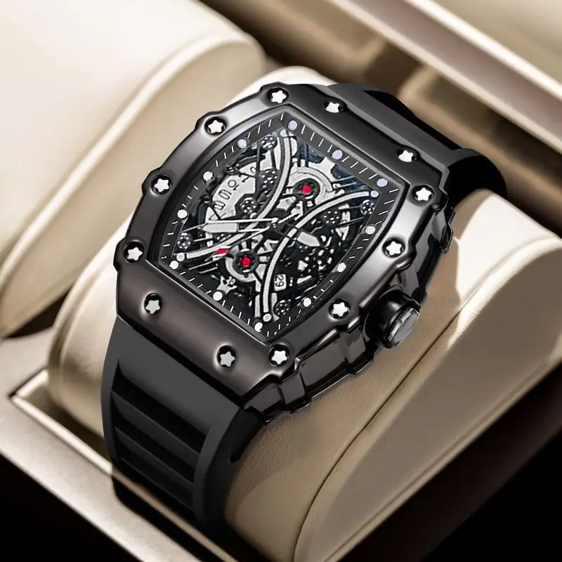 ZIDO Brand Casual Fashion Trend Automatic Quartz Hollow Luminous Waterproof Barrel-Shaped Men's Watch 1704 — feature 1