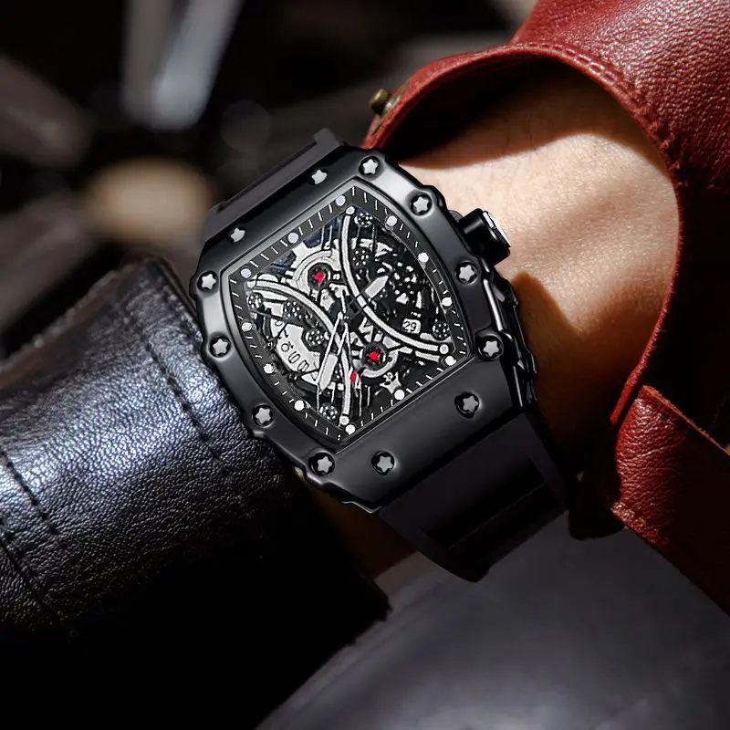 ZIDO Brand Casual Fashion Trend Automatic Quartz Hollow Luminous Waterproof Barrel-Shaped Men's Watch 1704 — feature 2