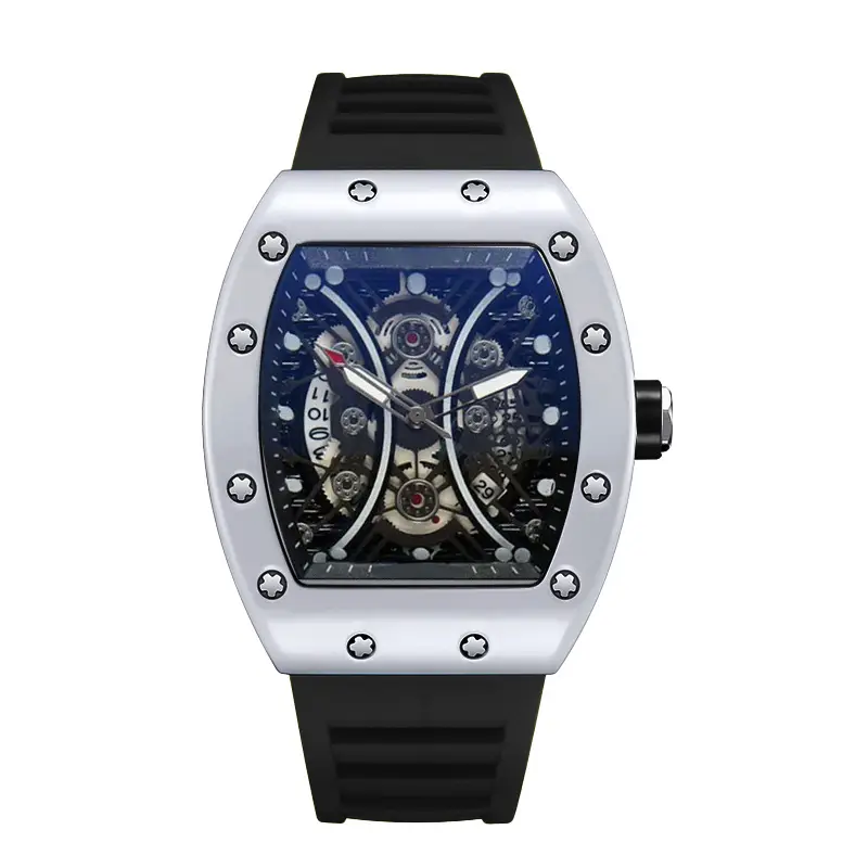 ZIDO Brand Casual Fashion Trend Automatic Quartz Hollow Luminous Waterproof Barrel-Shaped Men's Watch 1704