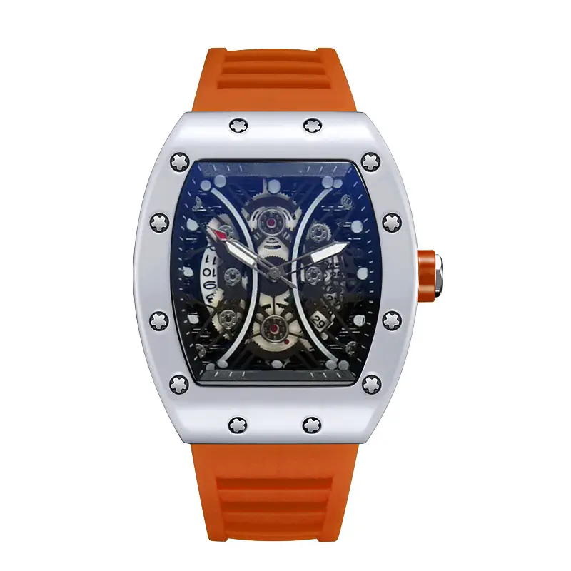 ZIDO Brand Casual Fashion Trend Automatic Quartz Hollow Luminous Waterproof Barrel-Shaped Men's Watch 1704