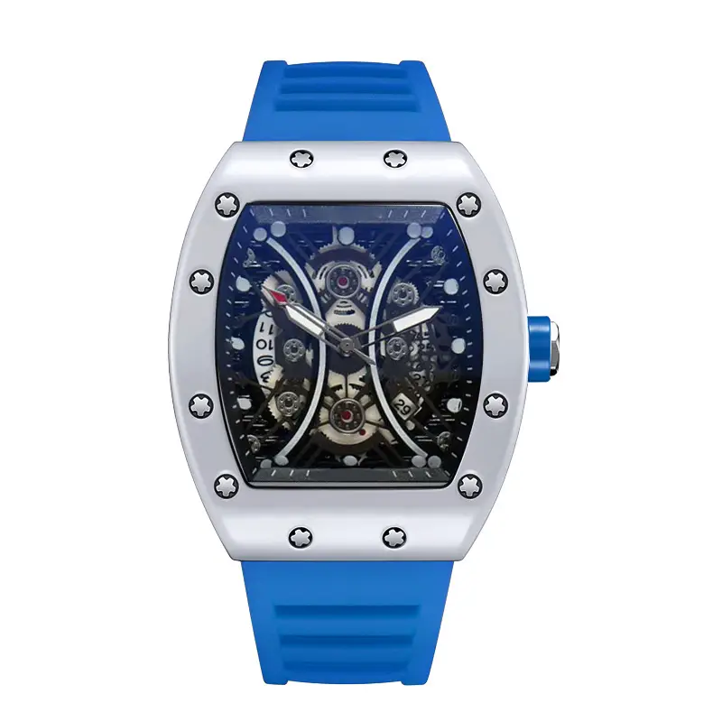 ZIDO Brand Casual Fashion Trend Automatic Quartz Hollow Luminous Waterproof Barrel-Shaped Men's Watch 1704